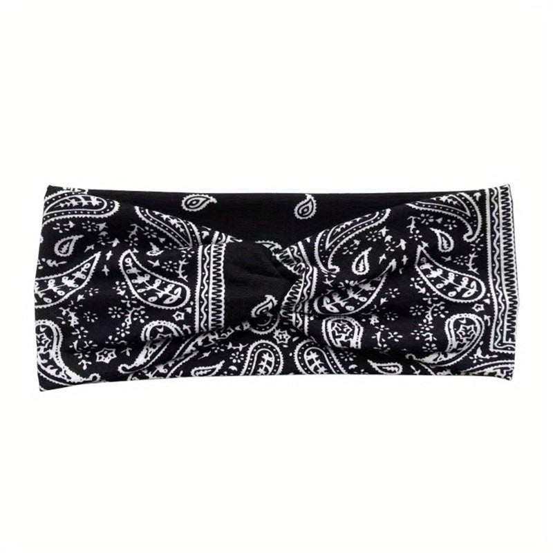 Boho Wide Knotted Hair Band Printed Bandeau Stretchy Cotton Headband