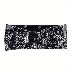 Boho Wide Knotted Hair Band Printed Bandeau Stretchy Cotton Headband