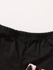 2pcs Toddler Girls Leopard Graphic Biker Shorts Kids Summer Clothes