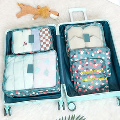 6pcs Classic Flower Pattern Luggage Storage Bags