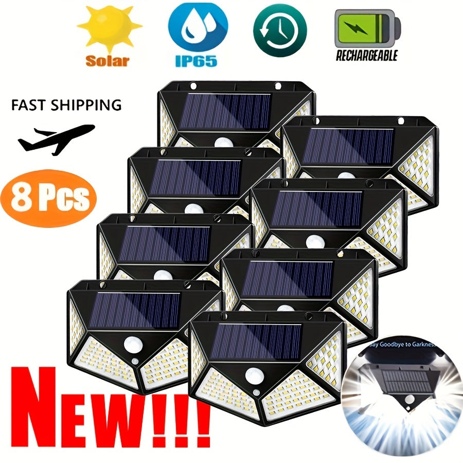 Solar Outdoor LED Wall Light 100 Lamp Beads Human Body Sensing IP65 Waterproof