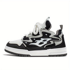 Men's B Letter Chunky Sneakers Lace Up Skate Shoes