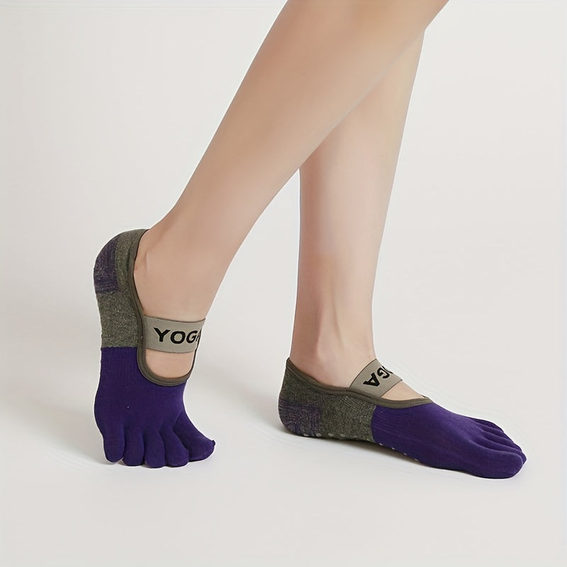 Women's 5-Toe Yoga Socks Non Slip Cross Strap Sports Socks
