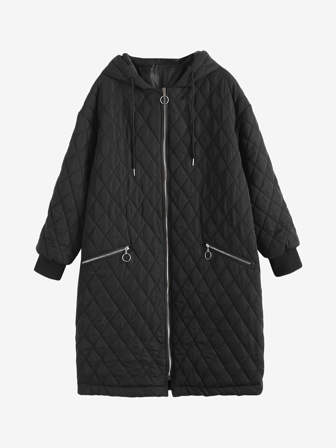 Solid Zipper Hooded Long Sleeve Padded Coat Women's Clothing