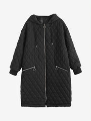 Solid Zipper Hooded Long Sleeve Padded Coat Women's Clothing