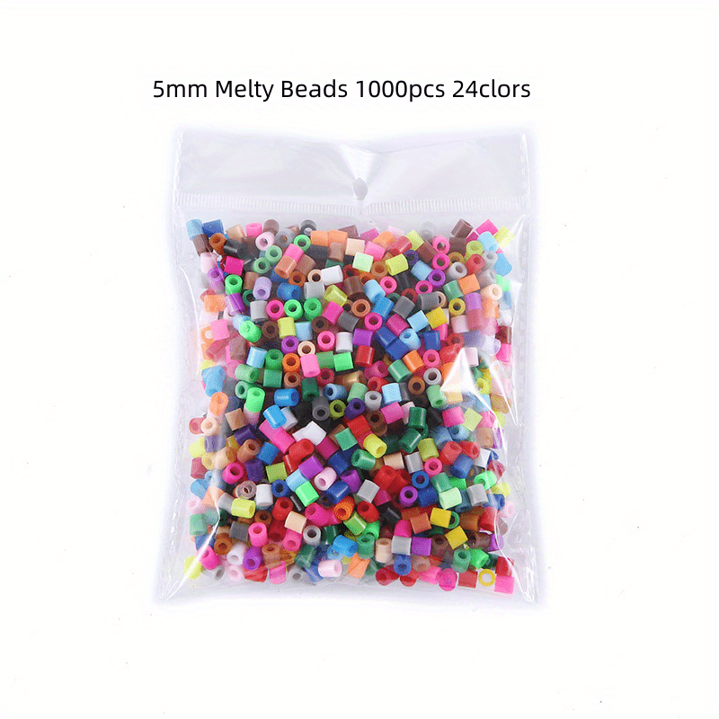 1000pcs 5mm Fuse Beads Kit 24 Colors Ironing Paper Pegboard Tweezers Art & Craft
