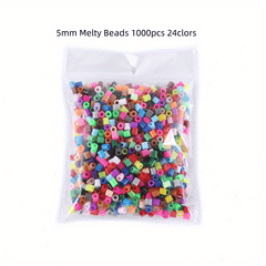 1000pcs 5mm Fuse Beads Kit 24 Colors Ironing Paper Pegboard Tweezers Art & Craft