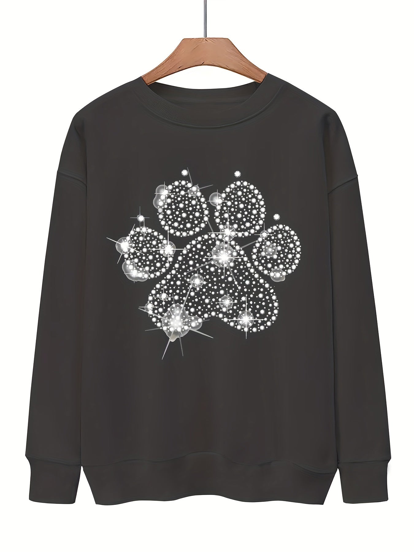 Dog Footprint Print Pullover Sweatshirt for Women