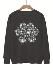 Dog Footprint Print Pullover Sweatshirt for Women