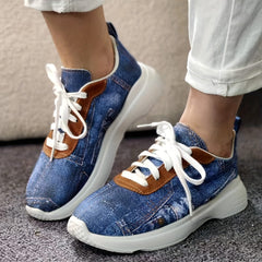 Women's Denim Breathable Flat Sneakers Solid Print Running Shoes