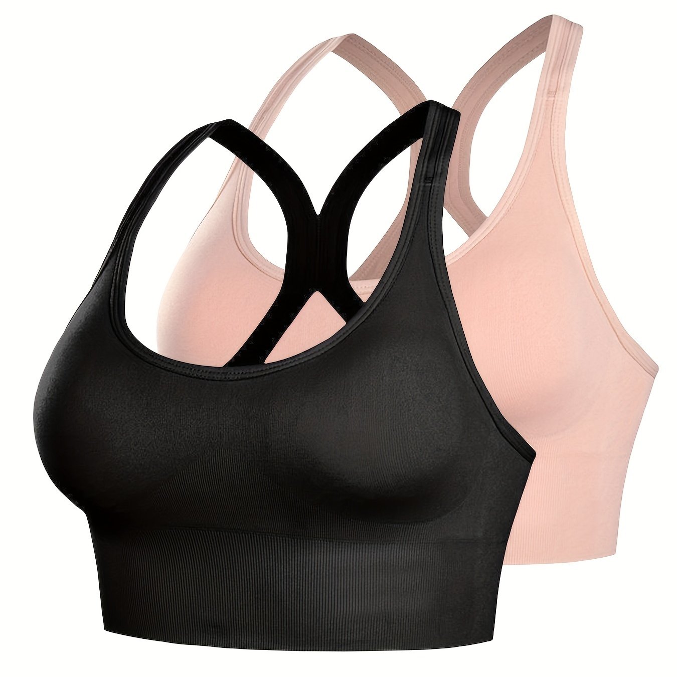 2pcs Wireless Sports Bras Comfy & Breathable Workout Bra