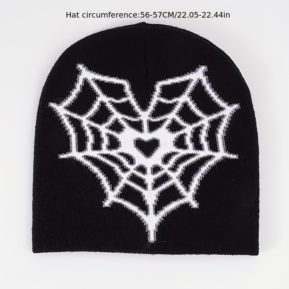 Heart Spider Web Beanie Gothic Knit Hat Y2K Skull Cap Warm Elastic Beanies