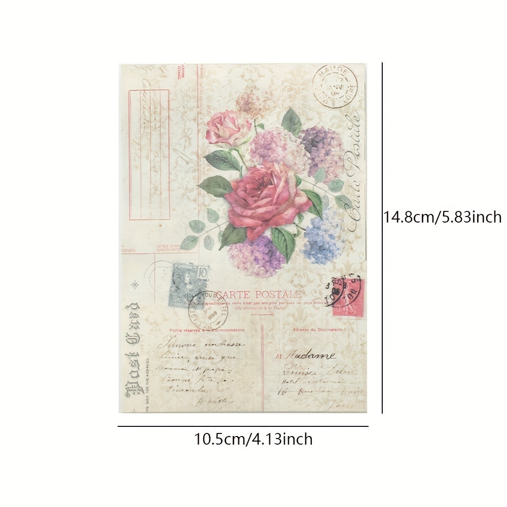 Vintage Scrapbook Paper Retro Flowers Letters Non Sticky 60 Sheets