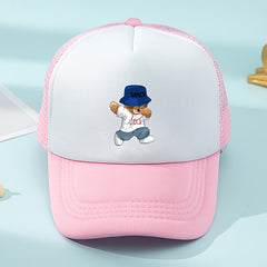 Girls Mesh Baseball Cap with Bears Pattern - Sunshade Outdoor Hat
