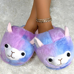 Women's Tie Dye Animal Slippers Cozy Non-slip Indoor Shoes