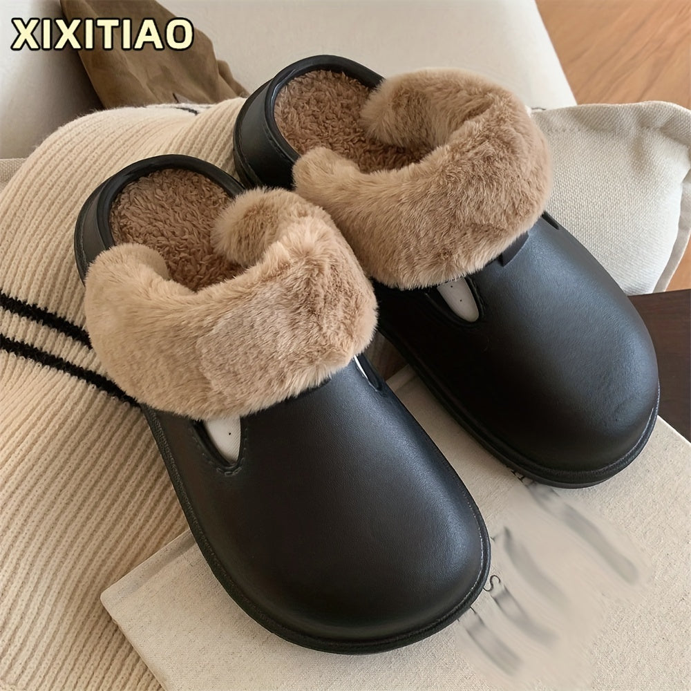 XIXITIAO Boys' Cozy Winter House Shoes Non-slip Indoor Slippers