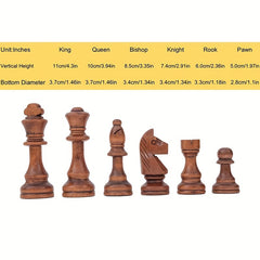 32pcs 4" Solid Wood Chess Pieces Leather Chessboard Set