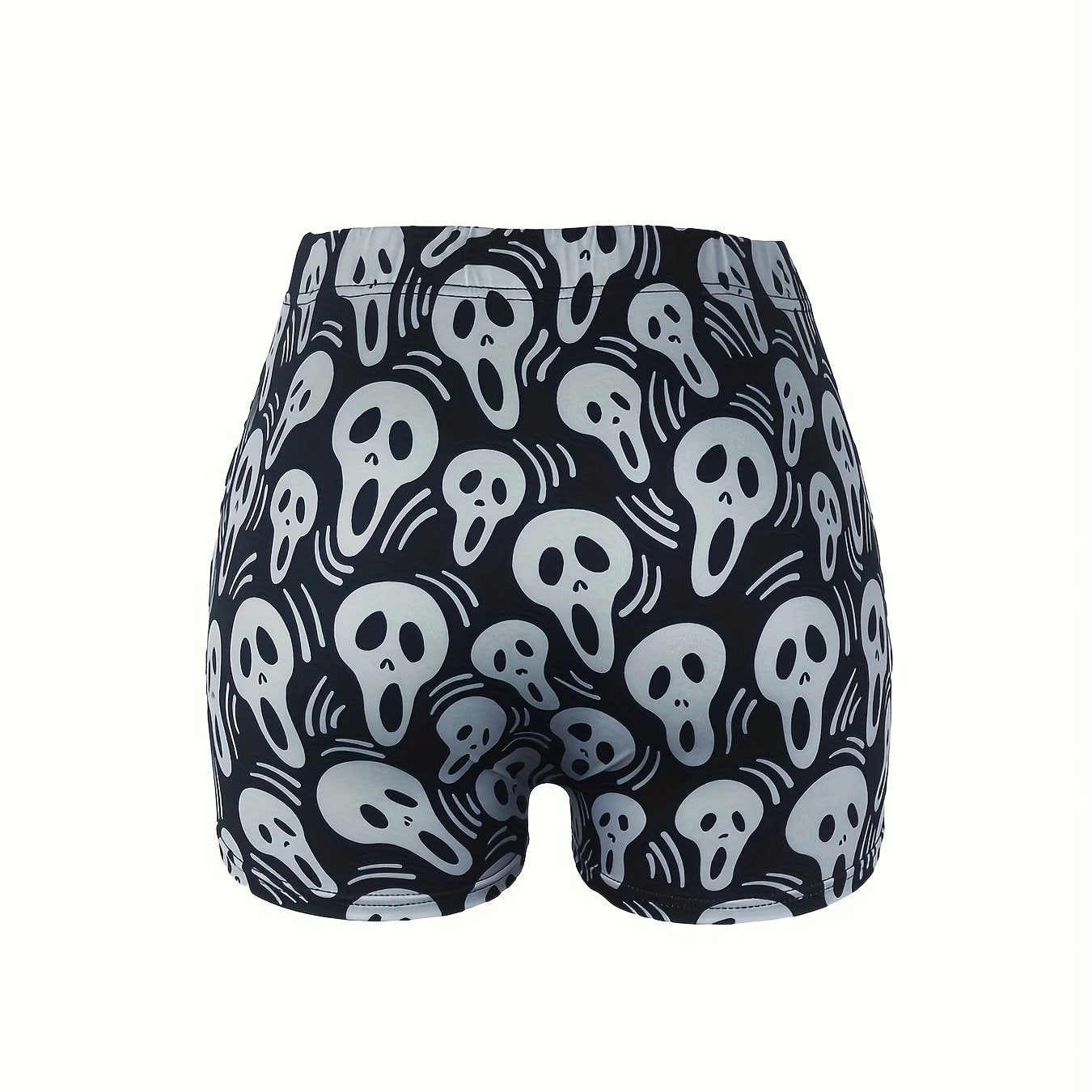 Ghost Print High Rise Skinny Shorts