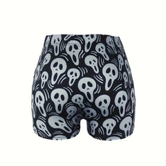 Ghost Print High Rise Skinny Shorts