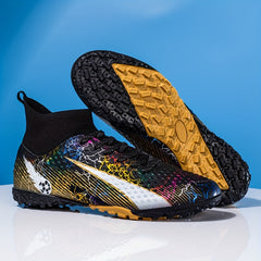 Boy's High Top Turf Football Boots - Professional Outdoor TF Soccer Cleats