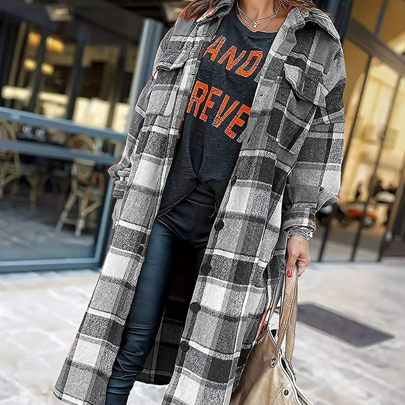 Plaid Shirt Jacket Button Up Casual Shacket for Spring & Fall