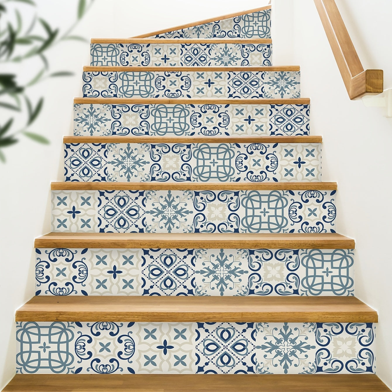 Stylish Moroccan Tile Stickers for Stair Transformation