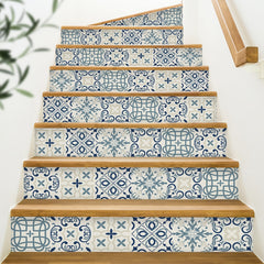 Stylish Moroccan Tile Stickers for Stair Transformation