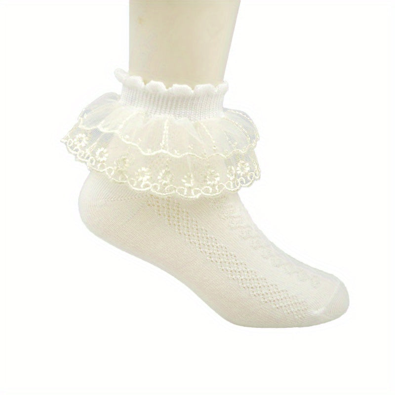 Baby Lace Solid Socks Girls Breathable Mesh Princess Sock Dance Socks