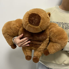 Muscle Capybara Plush Toy 19.7in Dark Brown Stuffed Animal