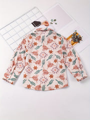Boys Horse Full Print Button Down Long Sleeve Shirt