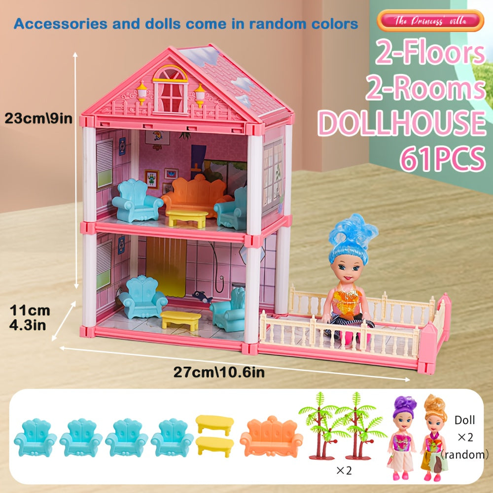 4-Layer Dollhouse Toy Set for Girls - Large Villa DIY Building Kit