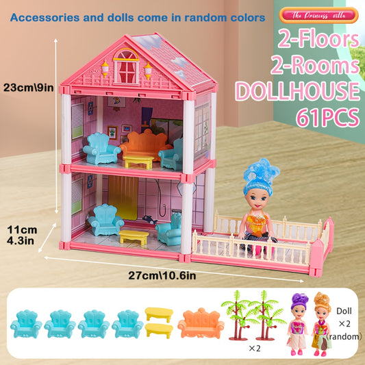 4-Layer Dollhouse Toy Set for Girls - Large Villa DIY Building Kit