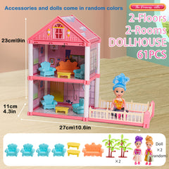 4-Layer Dollhouse Toy Set for Girls - Large Villa DIY Building Kit