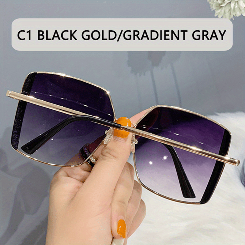 Vintage Oversized Square Sunglasses Gradient Lens UV400