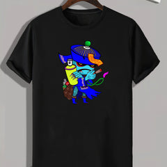 Cartoon Graffiti Print Men's Graphic T-shirt for Summer