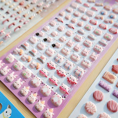 Silly Panda Pig Frog Fruit Bubble Stickers - 3D Cartoon Mini Foam Bean Stickers