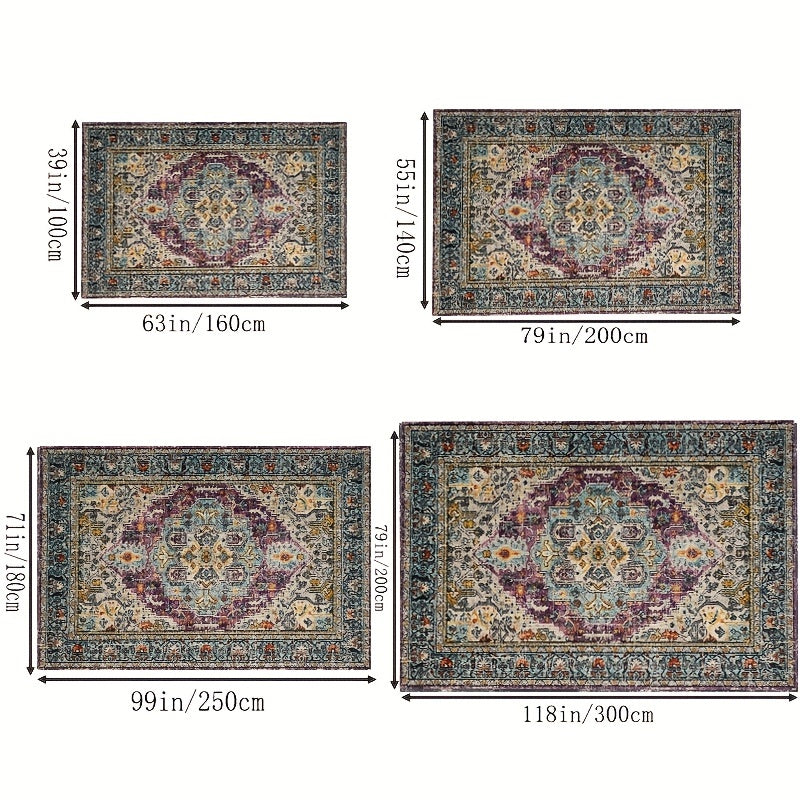 Fluffy Faux Wool Area Rug Vintage Persian Carpet - Soft, Non-slip, Anti-fouling