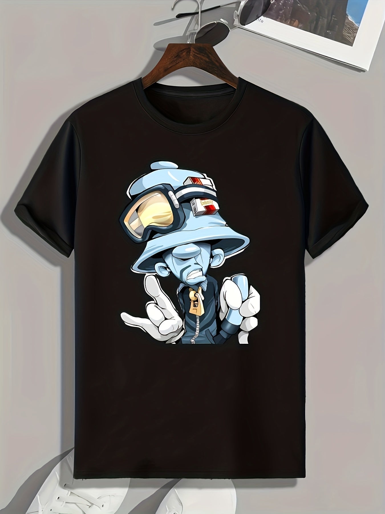Funny Cartoon Print Men's Graphic T-shirt for Summer