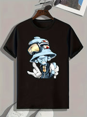 Funny Cartoon Print Men's Graphic T-shirt for Summer