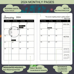 A5 Week To View Diary Jan-Dec Faux Leather Hard Cover