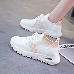 Women's Colorblock Mesh Sneakers Low Round Toe Soft Sole Platform Shoes