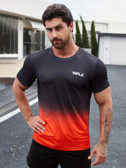 Gradient Short Sleeves Crew Neck Pullover Shirt for Men - Quick Dry Tee