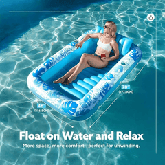 Inflatable Tanning Pool Chair with Pillows - Sunscreen Tub Raft