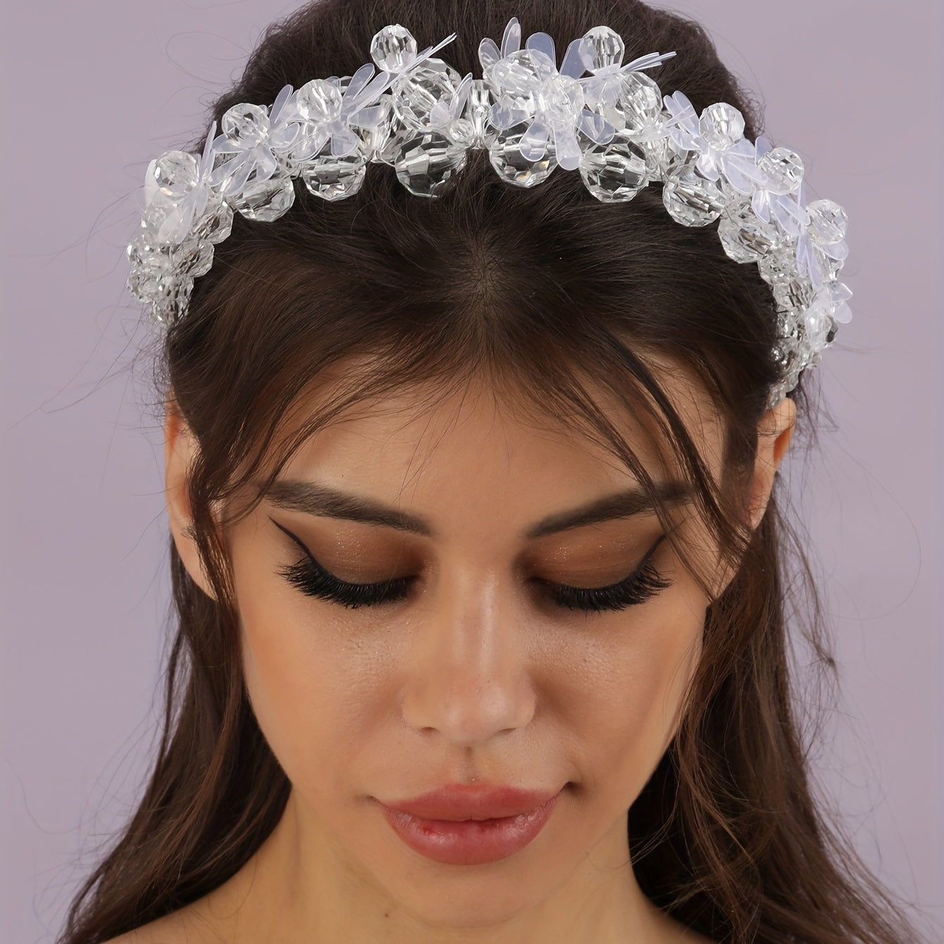 Crystal Beads Hair Hoop Headdress Bridal Wedding Veil Dress