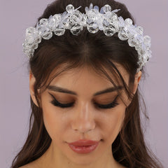 Crystal Beads Hair Hoop Headdress Bridal Wedding Veil Dress