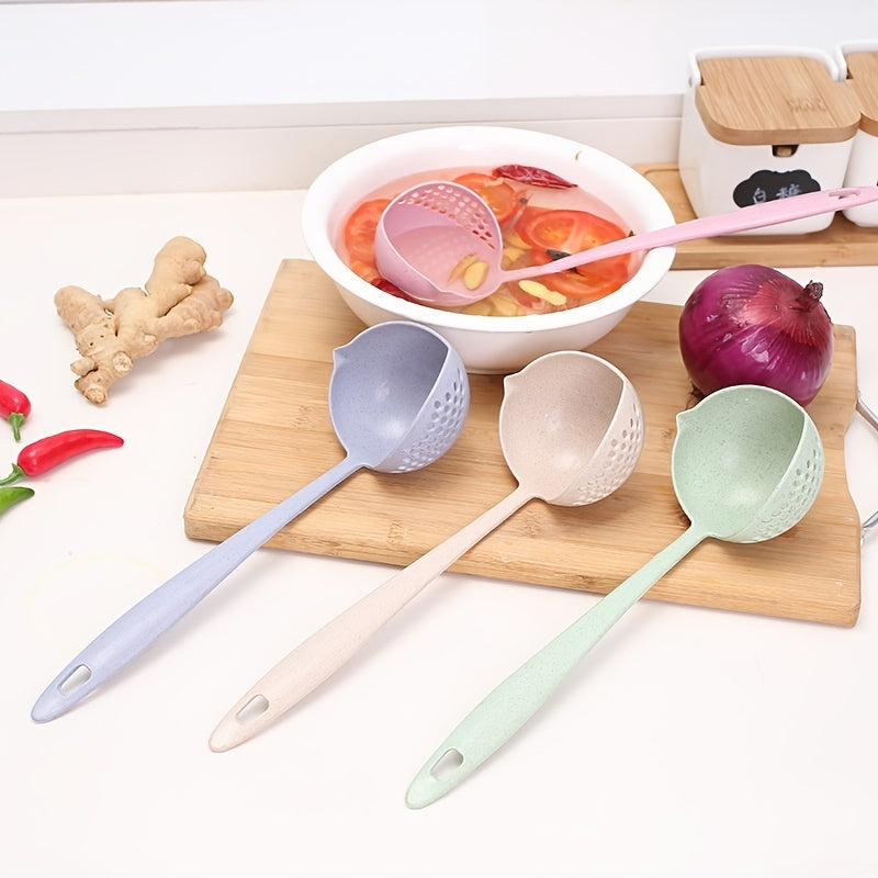 Wheat Straw Ladle Soup Spoon Leak Spoon 2-in-1 Plastic Tableware