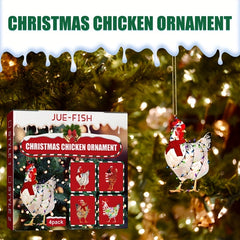 4pcs Christmas Scarf Chicken Pendant Set Christmas Hanging Decorations