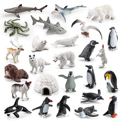 Set of 26 Wild Polar Marine Animals for Education