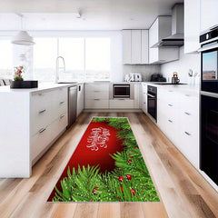 Red Christmas Pattern Floor Mat Soft Anti Fatigue Kitchen Mat