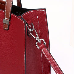 Burgundy Leather Crossbody Bag Detachable Strap Zipper Closure
